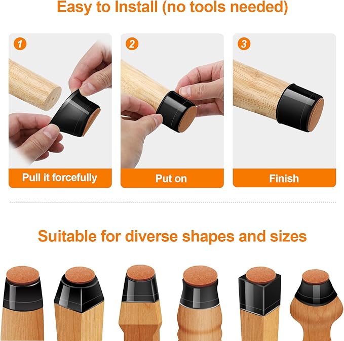 24Pcs Black Silicone Chair Leg Floor Protectors, Floor Protectors - Image 6