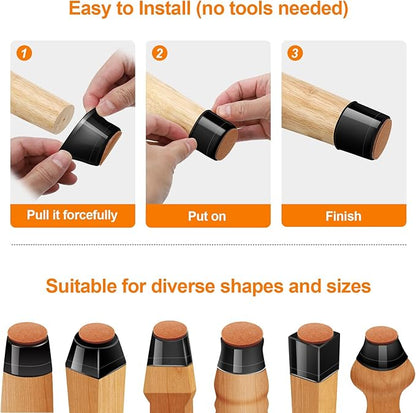 24Pcs Black Silicone Chair Leg Floor Protectors, Floor Protectors - Image 6