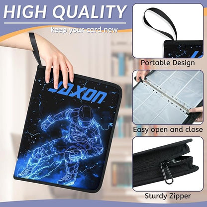 Custom Name Football Card Binder, Personalized Rugby 9 Pocket Trading Card - Image 5