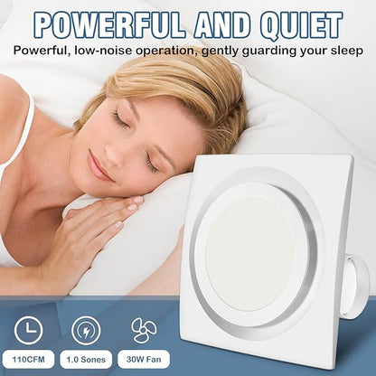 Bathroom Exhaust Fan with Light, 110 CFM, 1.0 Sones, 12.16” Ceiling Vent Fan - Image 2