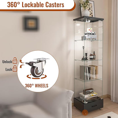 Yoluckea 4 Tiers Glass Display Cabinet - Image 4