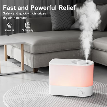 MEGAWISE 2025 Large Capacity Humidifier, 6L Top Fill Design, 50H Runtime - Image 2