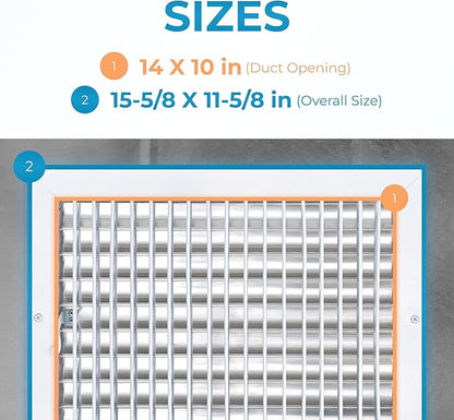 Aluminum 14 x 10 Inch Air Vent Covers Wall AC Grille – Premium Register Vent - Image 3