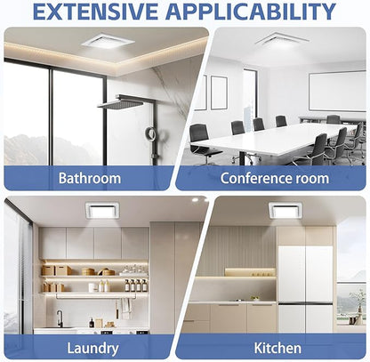 Bathroom Exhaust Fan with Light, 11.8 In Panel, 6000K 12W Square LED, 141 CFM - Image 8
