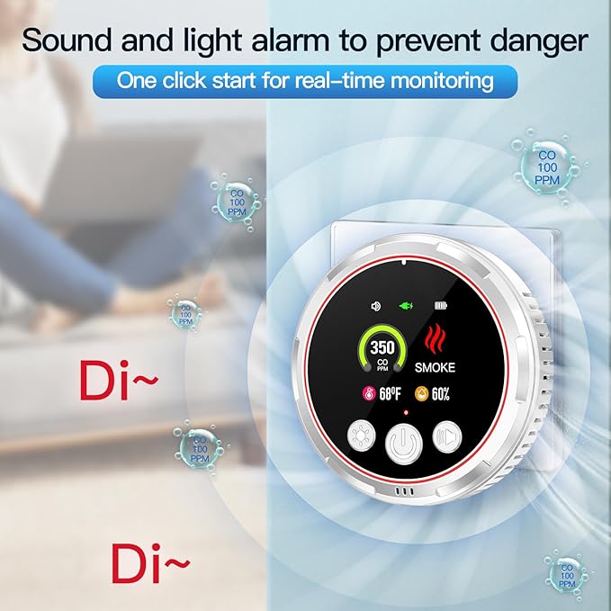 4-in-1 Plug in Smoke & Carbon Monoxide Detectors Combo Built-in 1000mAh Backup - Image 5