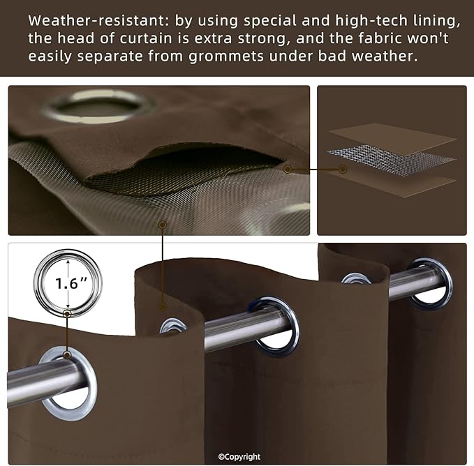 Outdoor Indoor Curtains for Patio Weather-resistant Window Panels Privacy - Image 3