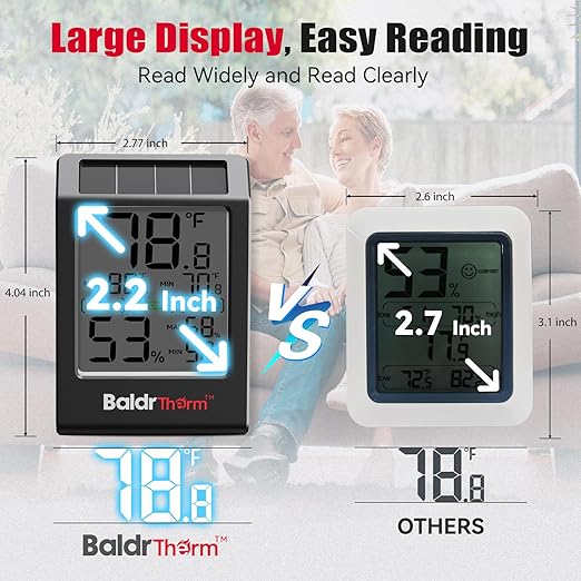 BaldrTherm Room Thermometer Indoor Humidity Meter Solar Powered - Image 7