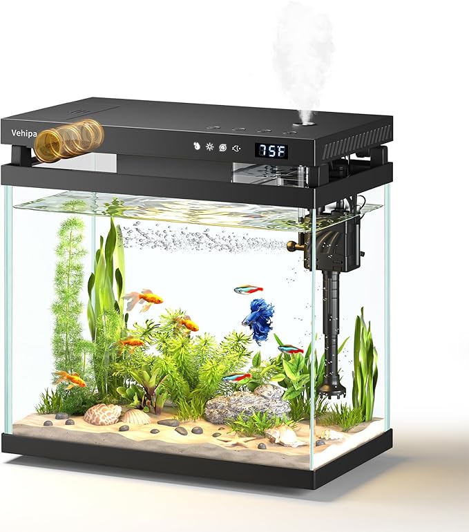 Fish Tank, 2.2 Gallon Glass Aquarium, Small Fish Aquarium Kits by VEHIPA