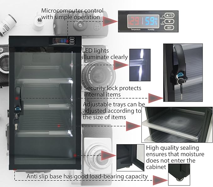 Modern Black 50L Camera Dehumidify Dry Cabinet - Image 4