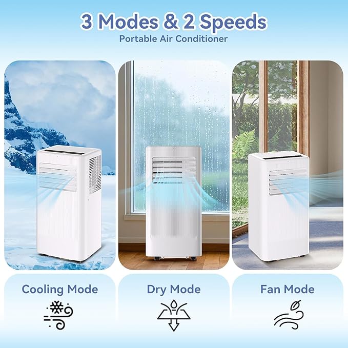 ​​10000 BTU Portable Air Conditioner w/Dehumidifier & Fan | Cools Rooms up to - Image 3