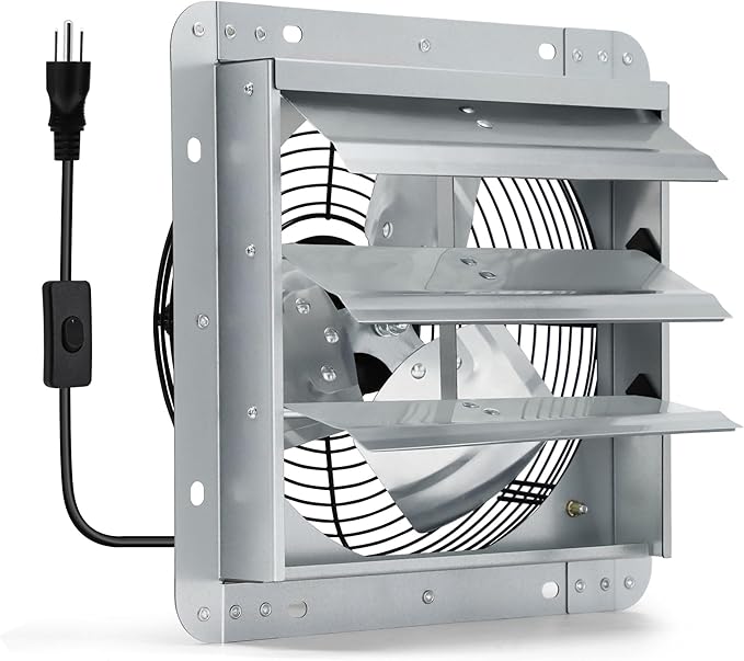 10 Inch Shutter Exhaust Fan, Wall Mount Attic Fan by Hipoilk