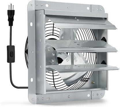 10 Inch Shutter Exhaust Fan, Wall Mount Attic Fan by Hipoilk