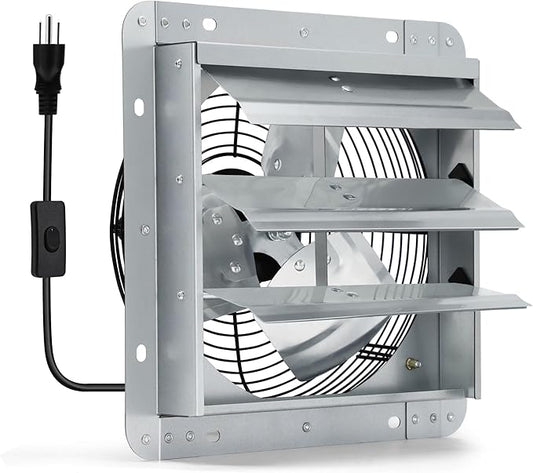 10 Inch Shutter Exhaust Fan, Wall Mount Attic Fan by Hipoilk