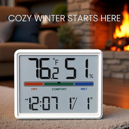 Digital Hygrometer Indoor Thermometer, Clock - Image 4