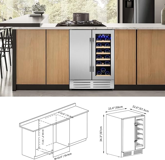 24 Inch Wine and Beverage Refrigerator, Dual Zone Wine Beverage Cooler - Image 7