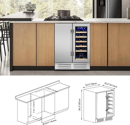 24 Inch Wine and Beverage Refrigerator, Dual Zone Wine Beverage Cooler - Image 7