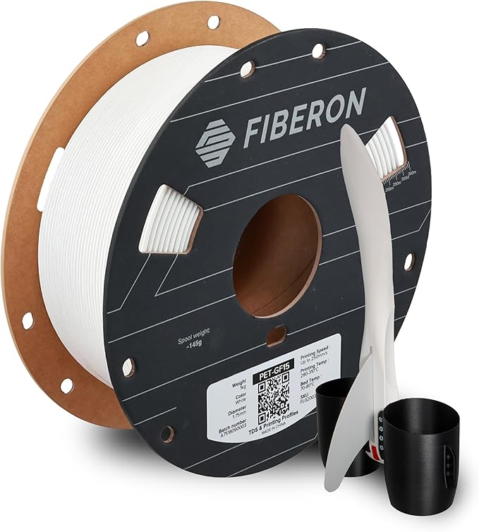 Polymaker Fiberon White PET-GF15 3D Printer Filament 1.75mm 1KG, 15% Glass by Polymaker