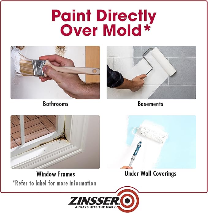 qt Zinsser 276087 White Zinsser, Mold Killing Primer Water-Based Mold Killing - Image 4