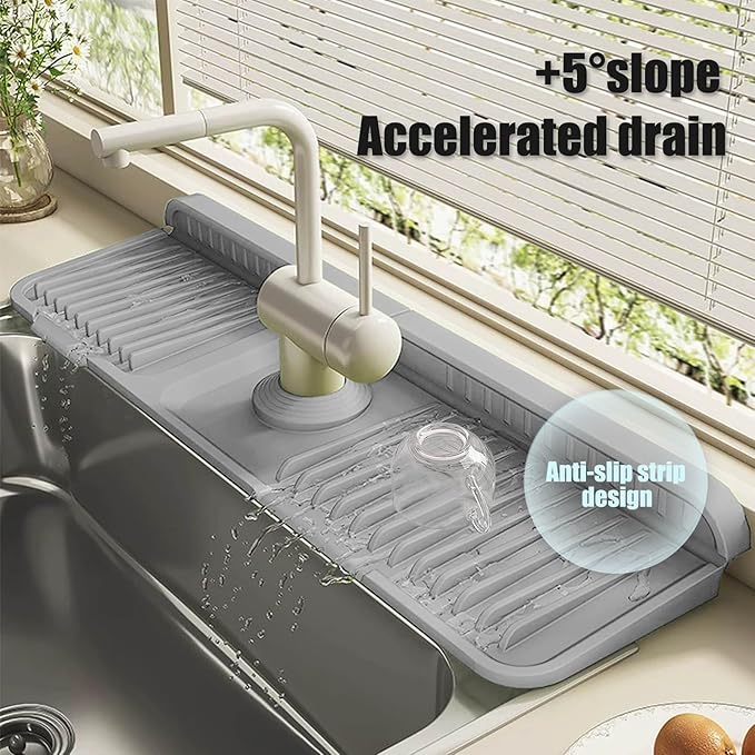 STARGAZ Silicone Faucet Mat for Kitchen Sink, Faucet Draining Mat, Sink Back - Image 3