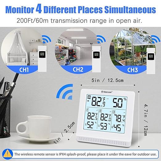Geevon Indoor Outdoor Thermometer Wireless - Image 4