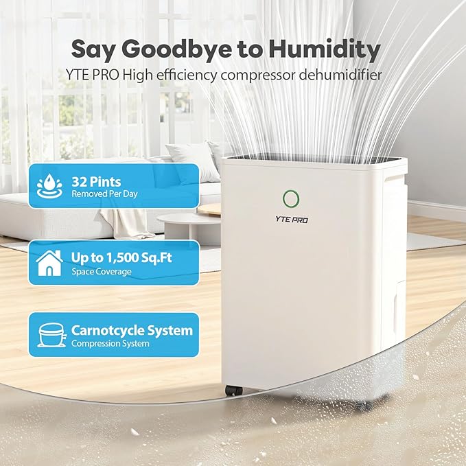 1500Sq.Ft Dehumidifier, 30Pint Dehumidifiers - Image 2