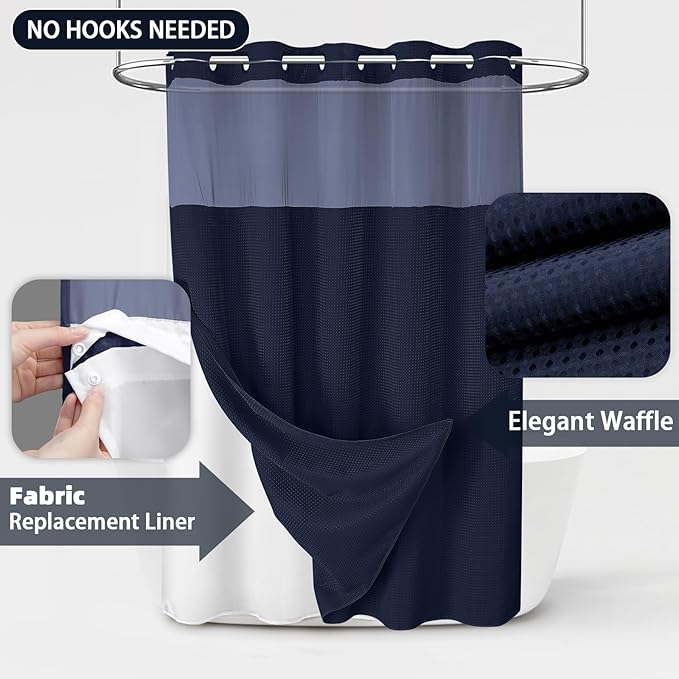 No Hook Shower Curtain and Liner Set - Image 3