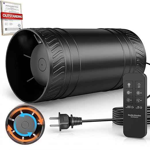 4 Inch Inline Fan with Remote, 2Way 6 Speed Inline Duct Fans High-Efficiency by ONVEAN