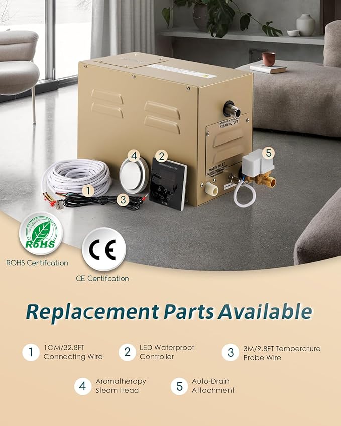 Steam Shower Generator Kit 3KW for Bath Sauna SPA, Self-draining System - Image 5