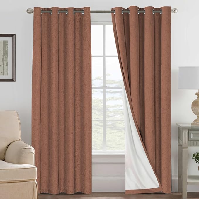 H.VERSAILTEX Linen Blackout Curtains 108 Inches Long 100% Blackout Thermal by HVERSAILTEX