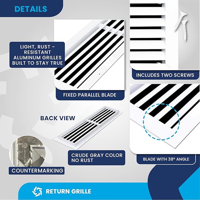 28x6 Inch Air Return Vent Cover Decorative – Premium Aluminum AC Vent Cover - Image 9