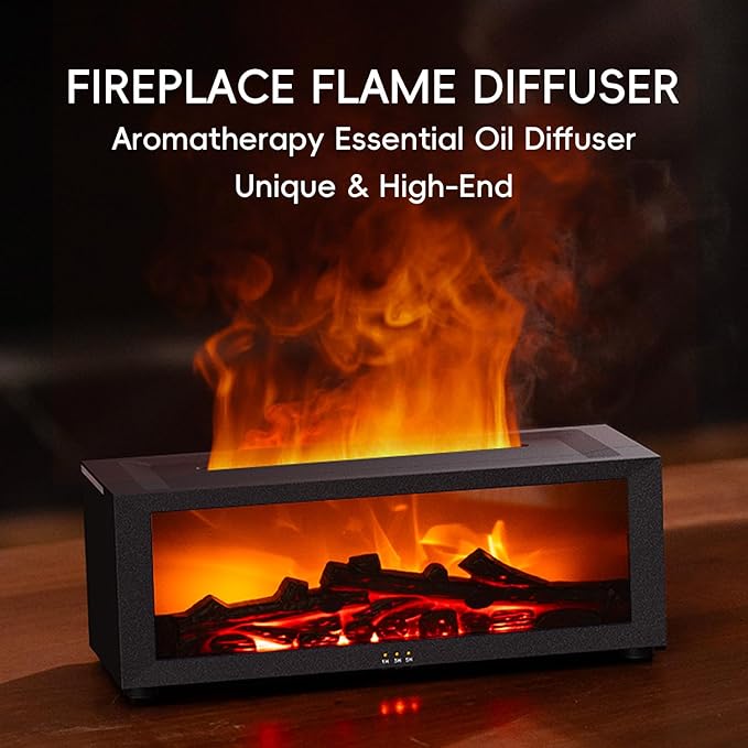 Essential Oil Diffuser, 7 Colors Fireplace Flame Fire Oil Diffuser, 150ml - Image 2
