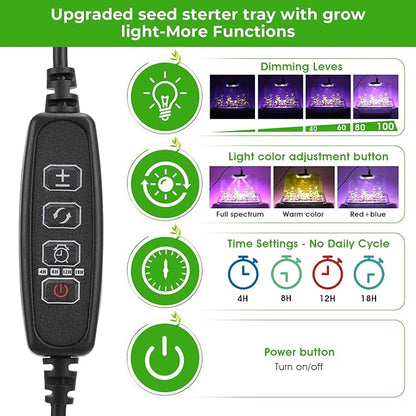Seed Starter Tray with Grow Light, Timing Controller & Adjustable Brightness & - Image 3
