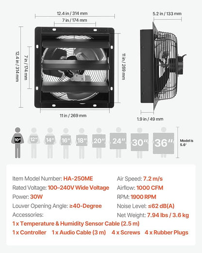 VEVOR 10 inch Exhaust Fan, Wall Mounted Attic Fan - Image 7
