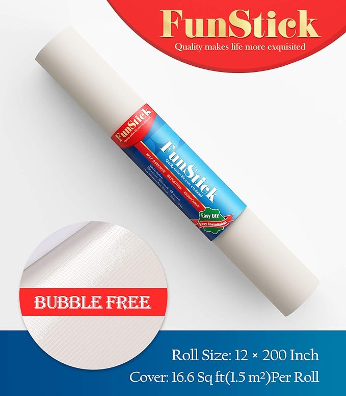 FunStick Solid Cream White Wallpaper Peel and Stick Matte White Contact Paper - Image 7