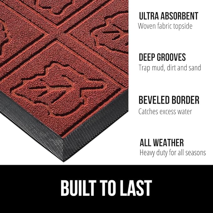 GORILLA GRIP 100% Waterproof All-Season WeatherMax Doormat, US Designed Natural - Image 2