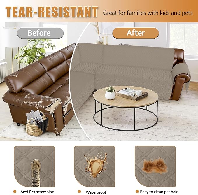 Arfntevss Waterproof Sectional Couch Covers L Shape Washable Velvet Sofa Cover - Image 7