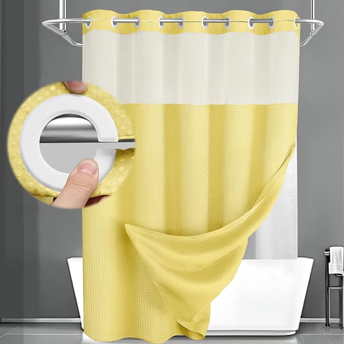 No Hook Shower Curtain and Liner Set by Unknown