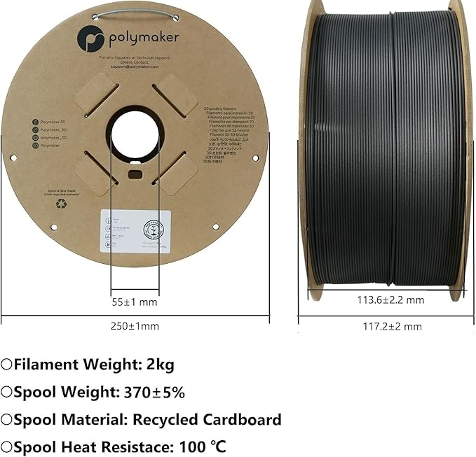 Polymaker PA6-CF Nylon Filament 1.75mm 2kg Black Carbon Fiber Nylon 3D Printing - Image 5