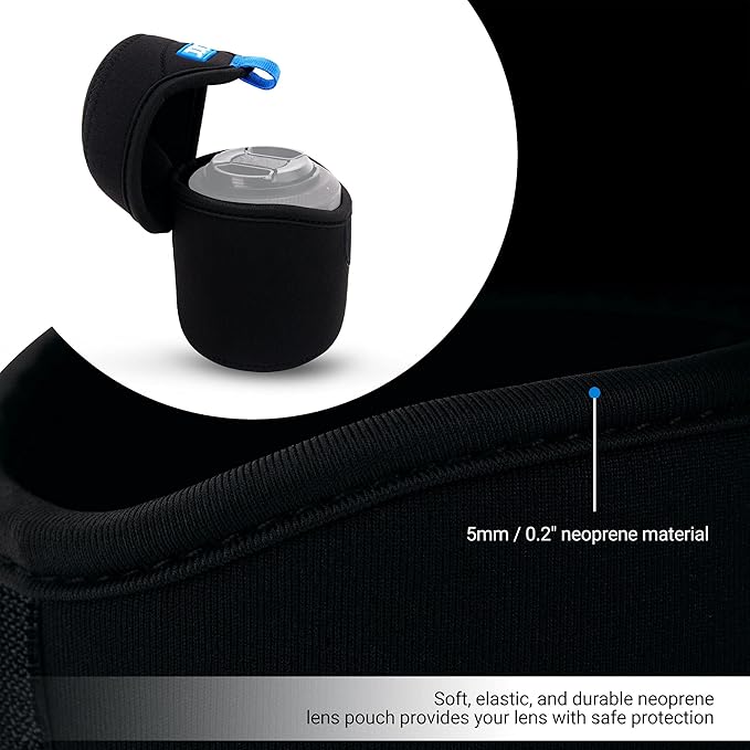 JJC Water Resistant Neoprene Camera Lens Pouch Case, Fold-Over Lens Bag - Image 3