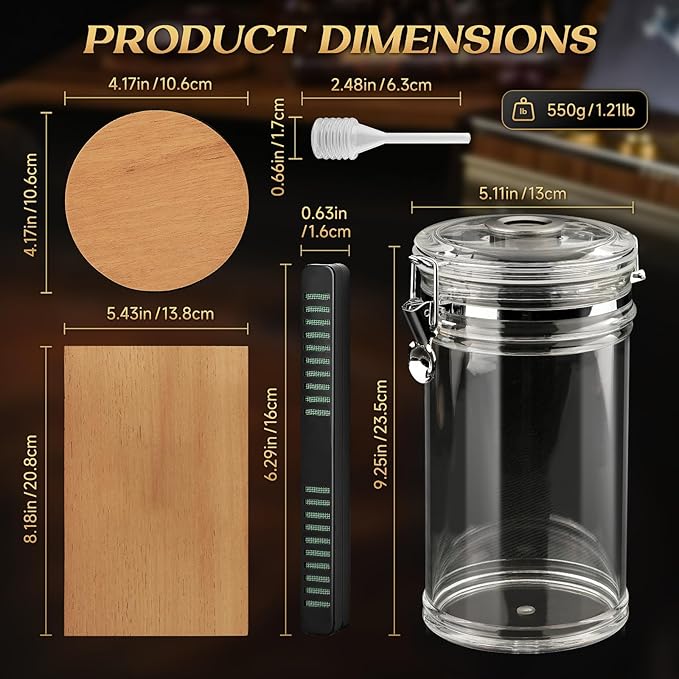 XIFEI Acrylic Humidor Jar with Digital Hygrometer, Tall Design Storage Case - Image 5