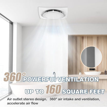 Bathroom Exhaust Fan with Light, 110 CFM, 1.0 Sones, 12.16” Ceiling Vent Fan - Image 4