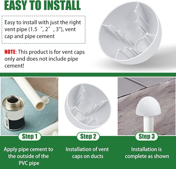 Roof Vent Cap for 1.5" 2" 3"Roof Ventilation Cover - Image 3