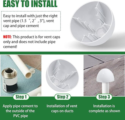 Roof Vent Cap for 1.5" 2" 3"Roof Ventilation Cover - Image 3