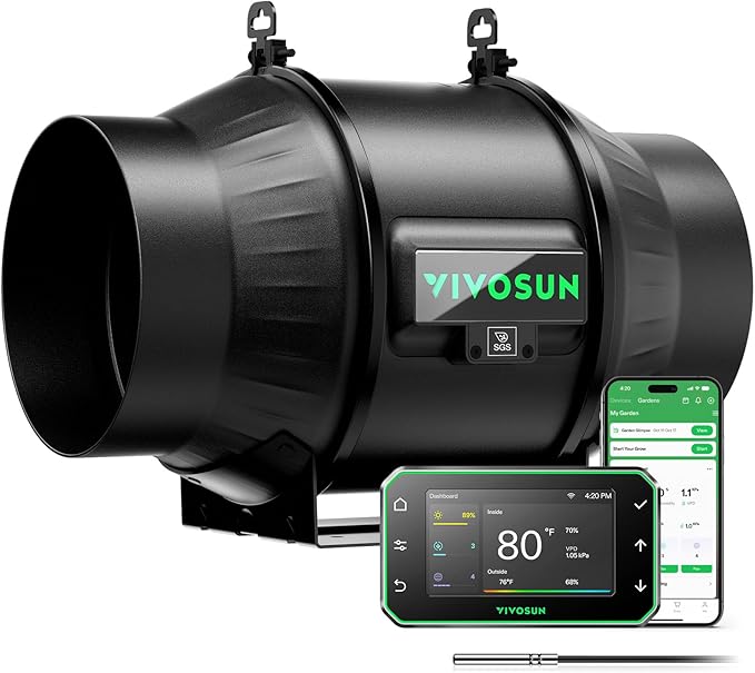VIVOSUN T6 6" Inline Duct Fan & Temperature Humidity Controller, E42A+ WiFi-App by VIVOSUN