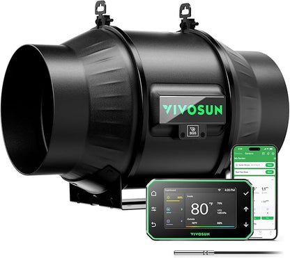VIVOSUN T6 6" Inline Duct Fan & Temperature Humidity Controller, E42A+ WiFi-App by VIVOSUN