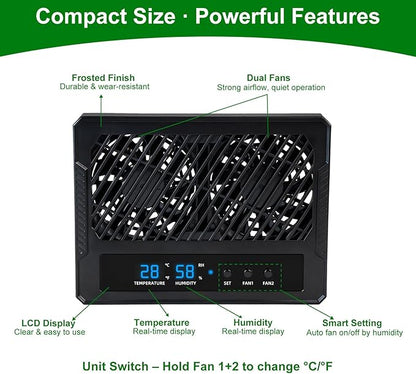 Reptile Dual-Head Temperature & Humidity Fan – Quiet Automatic Climate Control - Image 5