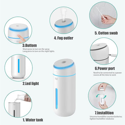 Small Humidifiers for Bedroom Nightstand Room 400ML USB Humidifer Plant Cool - Image 6