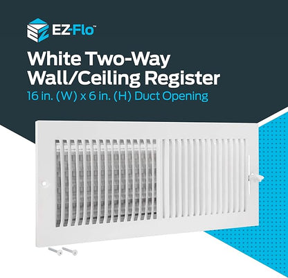 EZ-FLO 16 x 6 Inch White Air Vent Cover - Image 2