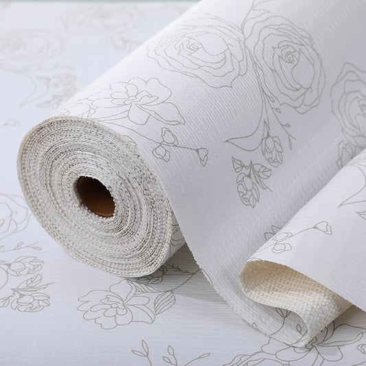 Floral Drawer Liner for Kitchen Cabinet 12 in x 30FT, Non-Adhesive Shelf Liner by Insigoo
