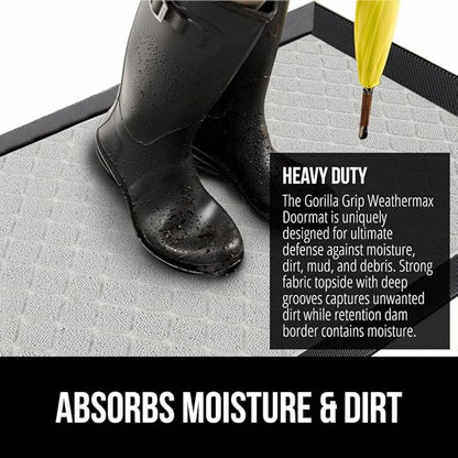 GORILLA GRIP 100% Waterproof All-Season WeatherMax Doormat US Designed Natural - Image 4